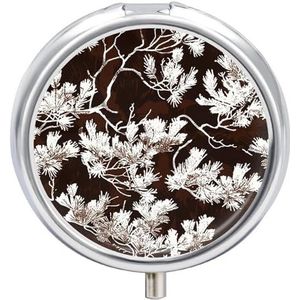 Ronde pillendoos 3 compartimenten pillendoosje voor portemonnee en zak kleine pillenorganizer bruine dennenboom reizen pillendoos draagbare olie opbergdoos metalen geneeskunde vitamine organizer uniek