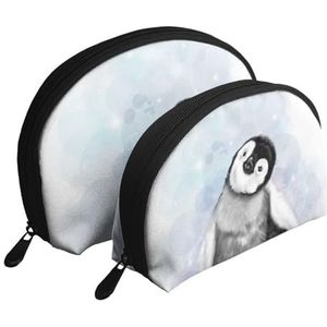 Make-uptas, cosmetische reistas 2 stuks draagbare clutch zakje set zakje organizer baby pinguïn, zoals afgebeeld, Eén maat