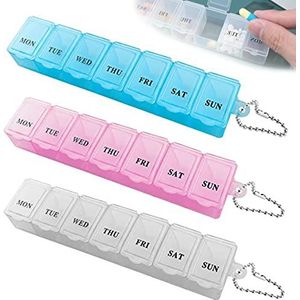 3 Stuks Medicijndoos 7 Dagen（3×15×2.3cm） Pillendoos Maand Dagelijkse Organisator Van Pillen 7-daagse Medicijndoos Dispenser Van Medicijnen Medicatie Weekplanner Voor Vitamines Medicijnen En Medicijnen