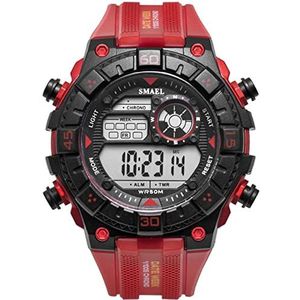 Heren sport digitale horloge, zakelijke waterdichte chronograaf mode polshorloge, outdoor multifunctionele polshorloge, met timer, alarm, led polshorloge voor mannen,Rood