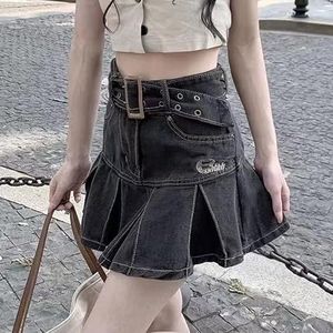 Vrouwen Koreaanse Mode Kawaii Retro Vintage Harajuku Mini Denim Rok 2000s Gothic Grunge Jeans PlisséRokken Emo Kleding