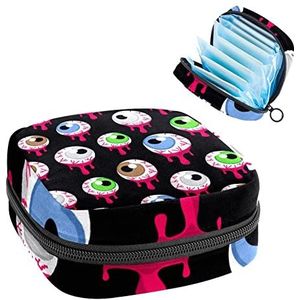 Periode Pouch Draagbare Tampon Opbergtas,Tampon Houder voor Portemonnee Vrouwelijke Product Organizer,Halloween Oogbol Eng, Meerkleurig, 4.7x6.6x6.6 in/12x17x17 cm