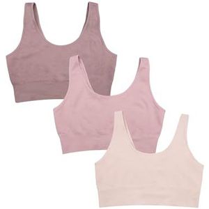 Fruit of the Loom Longline Sportbeha voor dames, 360 stretch, volledige dekking, rozenschaduw/lila/premium pruim, 3X-Large (Pack van 3), Rose Shadow/Lilas/Premium Pruim, 3XL