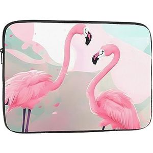 Love Flamingo draagbare laptopbinnenzak - gemaakt van Oxford-doek met hoge dichtheid, zakelijke kantoorbenodigdheden voor mannen en vrouwen. 25 cm