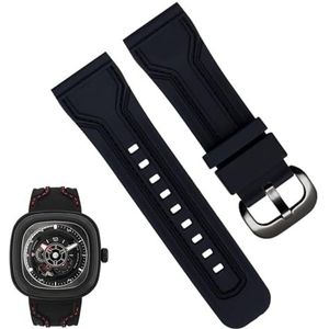 dayeer Rubberen horlogeband voor heren Waterdichte zweetbestendige horlogeband voor accessoires voor dieselhorlogekettingen (Color : Black Red Silver, Size : 28mm)