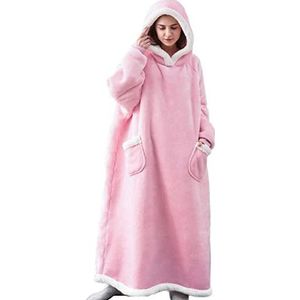 iyoimono Hoodiedeken voor dames en heren, flanel, fleece, oversized, zacht, trui, sweatshirt, knuffeldeken, wollige sherpa tv-deken met mouwen, oversized capuchon, pullover, draagbaar, full-body