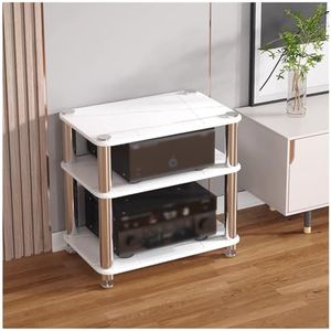 KUANGGE HiFi Racks1 2 3 4 Tier Kleine Stereo Kast Media Stands Voor Woonkamer, TV Audio Video Rack Component Toren Hoek Entertainment Plank, Game Console Opslag Unit Luidspreker Versterker CD Recor