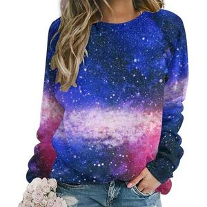 Bright Star Nebula Nieuwigheid Sweatshirt Voor Vrouwen Ronde hals Top Lange Mouw Trui Casual Grappig