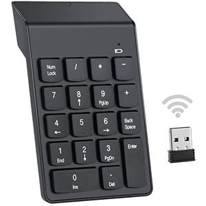 MZFANG Draadloos nummerblok, cijferblok, 2,4 G, Numberic draadloos toetsenbord, 18 toetsen, nummerblokken met mini-USB-ontvanger, ultradun, voor laptop, desktop en notebook