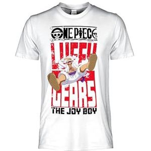 One Piece T-Shirt Strohoed Luffy Gear T-Shirt Volwassenen Unisex Wit, Gebroken wit, XL