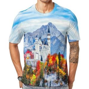 Duitsland Neuschwanstein Castle T-shirt met korte mouwen voor heren, ronde hals, print, casual T-shirt, tops, L