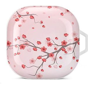 Kersenbloesem Oordopjes Hoesje Compatibel met Samsung Hard Shell Beschermhoes Wit-Stijl