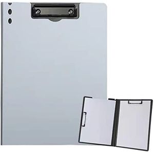 ZMREN Klembord van kunststof, A4, klembord met dubbele clip, voor kantoormedewerkers, studenten, leraren, 31,5 cm x 22,5 cm, zilvergrijs