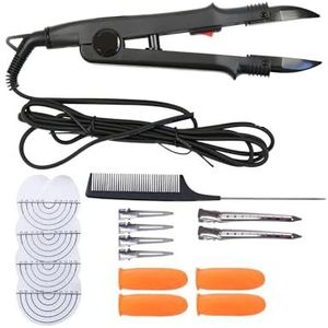 1 St Fusion Iron Heat Connector Hair Extensions Machine Constante Temperatuur Keratine Bonding Tools Haaraccessoire Kit Efficiënte Tijdbesparing(Black Kit)