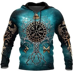 Nordic Tree of Life Vegvisir-sweatshirt Met Volledige Ritssluiting En Capuchon Voor Heren, Modieuze Harajuku-trui Met Lange Mouwen, Viking Compass Yggdrasil Tattoos-jas