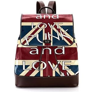 Britse Engeland vlag houden kalm en liefde gepersonaliseerde schooltassen boekentassen voor tiener, Meerkleurig, 27x12.3x32cm, Rugzak Rugzakken