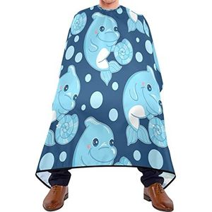 Haarknipschort 140x168cm, blauwe dolfijn kappersschort duurzame haarstyling cape waterdichte professionele saloncape, voor vrouwen, mannen, kinderen