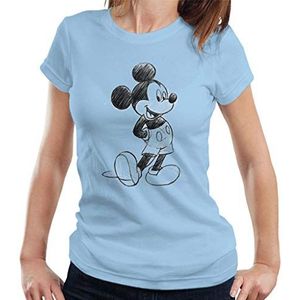 Disney Mickey Mouse Sketch Tekening Dames T-Shirt Hemelsblauw
