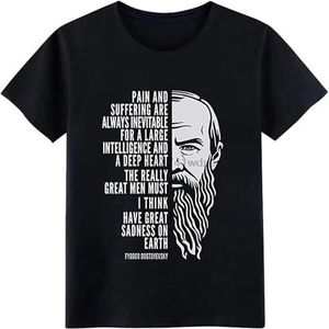 Fyodor Dostoyevsky Quote Pain and Suffering T Shirt Men Designer Tee Shirt Trend Fitness Spring Autumn Shirt overhemden(XX-Large)