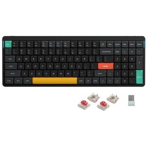 Nuphy Air96 v2 Mechanisch Toetsenbord QMK/VIA, 96% Low Profile Draadloos Toetsenbord, Bluetooth 5.1, 2.4GHz en bekabelde verbinding, Compatibel met Windows en Mac OS - Basalt Black Switch Red
