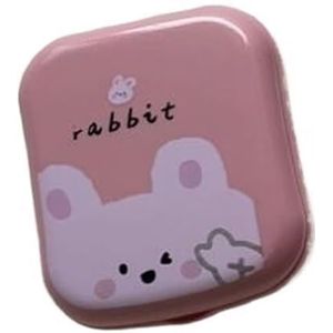 Schattige roze beer konijn eend draagbare contactlensdoos, reisetui, damescontactlensdoos (Color : Pink Bunny)