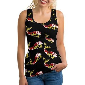 Maryland vlag walvis dames tank top mouwloos T-shirt pullover vest atletische basic shirts zomer bedrukt