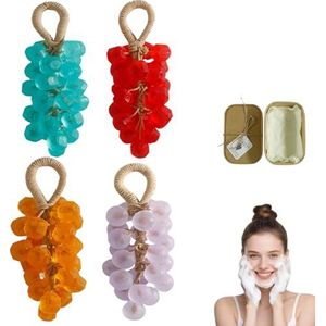 Druivenzeep, druivenzeep aan een touw, decoratieve handgemaakte kristallen druiven for het wassen van frisse lucht, langdurige geur, milde reiniging, kerstcadeau for mannen en vrouwen(A)