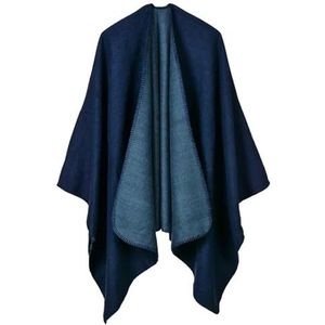 UBOHUZ Winter Mode Poncho Vrouwen Capes Sjaal Dames Sjaals Warme Sjaals Wraps Vrouw Poncho's Voor Lente Herfst Winter, Blue02, One size