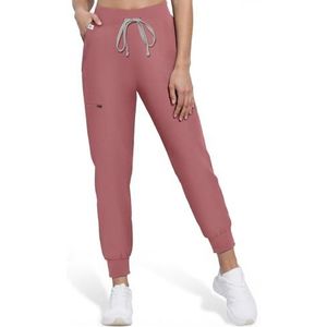 Anwrtuk Medische scrubbroek voor dames, medische werkbroek met slanke middentaille, praktische zakken en vochtafvoerende stof, Paars Rood, L