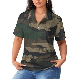Camo Camouflage dames poloshirts met korte mouwen casual T-shirts met kraag golfshirts sport blouses tops 5XL