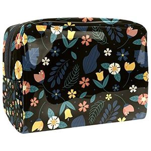 Make-uptas PVC toilettas met ritssluiting waterdichte cosmetische tas met kleurrijke bloemenprint voor dames en meisjes