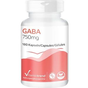 GABA-capsules 750mg - 180 hooggedoseerde veganistische capsules - 1500mg GABA per dagdosis | Vitamintrend®