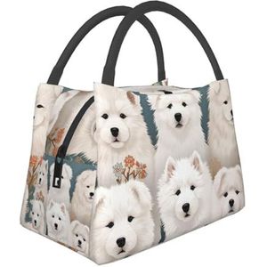 Lunch Box voor Vrouwen Mannen Geïsoleerde Lunch Tas Kleine Witte Honden Patroon Herbruikbare Lunch Tote Tassen voor Werk Kantoor Reizen