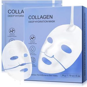 Biologisch collageen Real Deep Mask, biologisch collageen masker, overnight, anti-aging collageen gezichtsmasker, anti-rimpel lifting gezichtsmasker, hydraterend overnachtmasker, 6 stuks