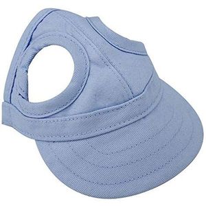 Pet Baseball Cap, Dog Cat Outdoor Sunbonnet with Ear Holes Adjustable Stripe Summer Pet Parent-Child Hat[L-Blue]
