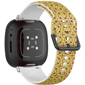 Zachte sportband compatibel met Fitbit Sense / Sense 2 / Versa 4 / Versa 3 (wazig paisley geel ornament), siliconen armbandaccessoire