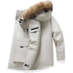 Pegsmio Heren Donsjack Winter Trendy Witte Eendendons Warme Parka Mannelijke Wandelen Skiën Lange Jas, Beige, L