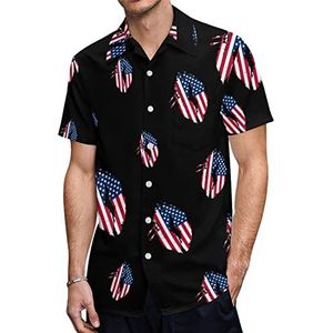 Amerikaanse lip Hawaiiaanse shirts voor heren, casual overhemd met korte mouwen, knoopsluiting, vakantie, strandshirts, XL