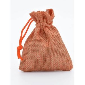 Linnen jute tas 5 stuks multisize jute linnen trekkoord tas kerst Halloween geschenkzakken bruiloft verjaardagsfeestje snoep chocolade verpakking tas (kleur: oranje, maat: 9 x 12 cm _linnen zak)