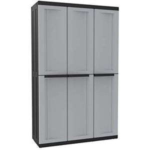 Kreher Driedeurs kunststof kast | opbergkast in neutrale look. Met in hoogte verstelbare planken en afsluitbare deuren in 2 verschillende maten (groot)