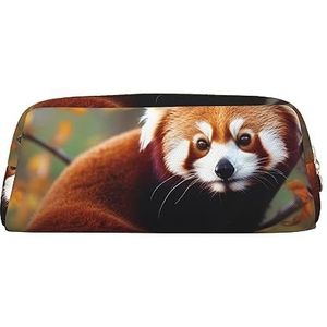 OUSIKA Rode panda make-up tas lederen etui reizen toilettas cosmetische tas dagelijkse opbergtas voor vrouwen, Goud, Eén maat