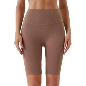 Vrouwen Sport Korte Yoga Shorts Hoge Taille Ademend Zacht Fitness Strak Vrouwen Yoga Legging Shorts Fietsen Atletisch -Brons-XL