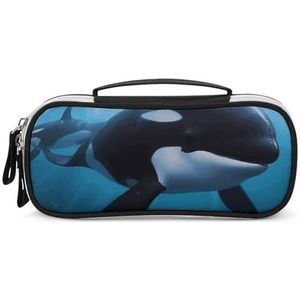 DWTJKMS Orka Lederen Make-up Tas Draagbare Kleine Cosmetische Organizer Waterdichte Toilettas Borstels Potloden En Reizen Make Up Accessoires