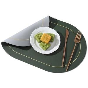 PU-leer kunstleer dubbele zijden 2 kleuren antislip tafelmatten matten geschikt for keuken eettafel decoratie binnen(Color:Green Grey)