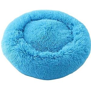 Huisdier Bed,Hond Kat Sofa Pads Pluche Donut House Ronde Warm Knuffel Bed Gezellige Huisdier Nest, Kat Kussen Bed Mat Slaap Orthopedische Relief en Verbeterde Slaap,Anti-Slip Bodem, Machine Wasbaar, 70CM, Blauw