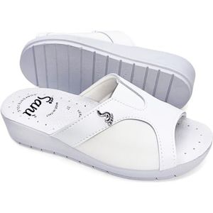 Open damesslipper, zelfvormend, voor hallux valgus, comfort, ademend, gezondheidspantoffel, ziekenhuis, keuken, corrector hallux valgus, Wit, 39 EU