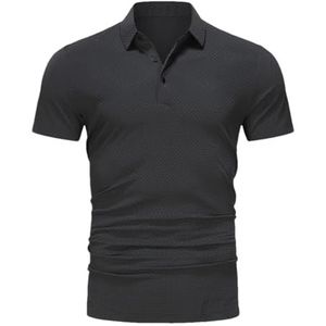 Dvbfufv Poloshirt met korte mouwen voor heren, golfshirt voor heren, lente en zomer, ademend T-shirt, Donker Grijs9, M
