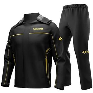 YEASQGS Motorfiets Regenpak Reflecterende Waterdichte Regenkleding 2 Stuk Set met Jas & Broek voor Volwassen Fietsen Rijden Motorpak, Zwart, 3XL