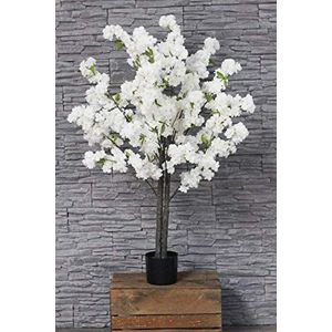 Kunstkersenbloesemboom, 120 cm, witte kunstplant, kunstmatige kersenboom, kamerplant, kunstplant, kersen