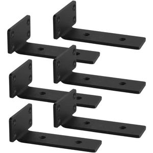 6 stuks Zwevende Plankdragers 90 Graden Schapsteune L-plankhoek voor wandmontage Zwaarlaststeun Boekenplankbeugel Wandplank Ondersteuning Metaal plankhouders,Zwart,15cm (15cm)
